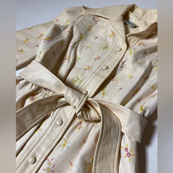 Vintage Jason David embroidered faux leather Trench Coat Size S - Picture 6 of 15